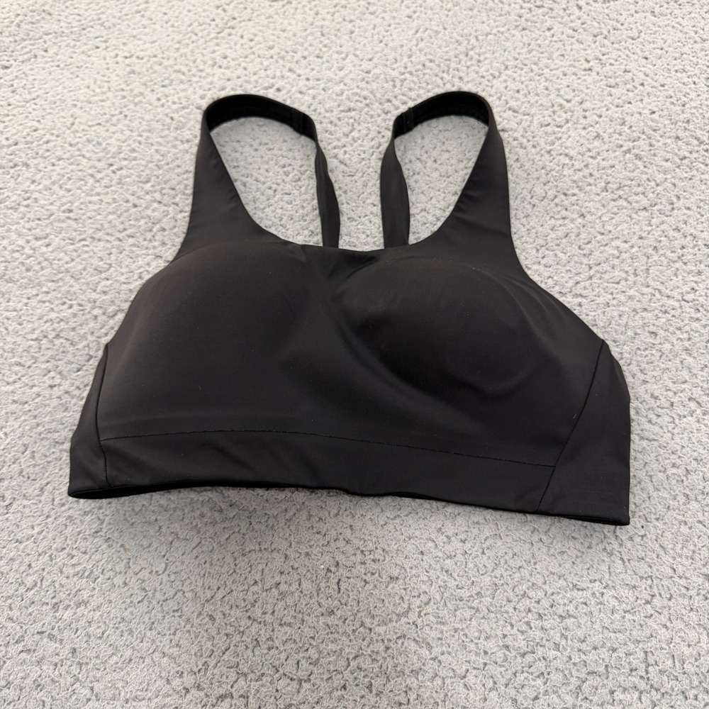 Athleta Black Molded Cup High Impact Sports Bra 34C Mesh Back Hook Closure